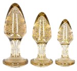 Набор из 3 золотистых анальных пробок Acrylic Goldchip Butt Plug Set - фото 1368126