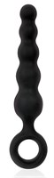 Черный анальный стимулятор-елочка с ограничительным колечком - фото 1368218