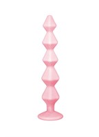 Розовая анальная цепочка с кристаллом Buddy - 17,7 см. - фото 1368279