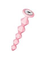 Розовая анальная цепочка с кристаллом Buddy - 17,7 см. - фото 1368277
