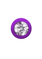 Фиолетовая анальная цепочка с кристаллом Buddy - 17,7 см. - фото 1317324