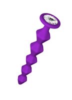 Фиолетовая анальная цепочка с кристаллом Buddy - 17,7 см. - фото 39337