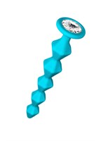 Бирюзовая анальная цепочка с кристаллом Buddy - 17,7 см. - фото 1368281