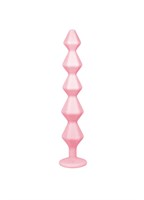 Розовая анальная цепочка с кристаллом Chummy - 16 см. - фото 1368287