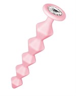 Розовая анальная цепочка с кристаллом Chummy - 16 см. - фото 1368285