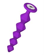 Фиолетовая анальная цепочка с кристаллом Chummy - 16 см. - фото 39349
