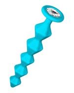 Бирюзовая анальная цепочка с кристаллом Chummy - 16 см. - фото 39353