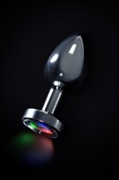 Серебристая анальная втулка со светодиодами - 8,8 см. - фото 1318481