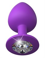 Фиолетовая анальная пробка со стразом Her Little Gem Large Plug - 9,5 см. - фото 41216