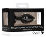 Черная анальная пробка с прозрачным стразом Diamond Heart Butt Plug - 7,3 см. - фото 1412087