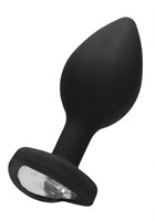 Черная анальная пробка с прозрачным стразом Diamond Heart Butt Plug - 7,3 см. - фото 1412085