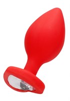 Красная анальная пробка с прозрачным стразом Extra Large Diamond Heart Butt Plug - 9,5 см. - фото 1318741