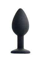 Черная анальная втулка с прозрачным стразом - 7,2 см. - фото 1318994