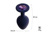 Черничная анальная пробка с фиолетовым кристаллом Gamma M - 8,1 см. - фото 1368753