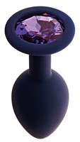 Черничная анальная пробка с фиолетовым кристаллом Gamma M - 8,1 см. - фото 37348