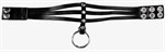 Длинный черный чокер из экокожи с двумя кольцами - фото 1322405