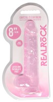 Розовый фаллоимитатор Realrock Crystal Clear 8 inch - 21 см. - фото 1427856
