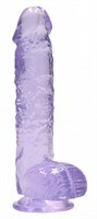 Фиолетовый фаллоимитатор Realrock Crystal Clear 9 inch - 25 см. - фото 1417681