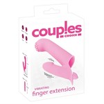 Нежно-розовая двойная вибронасадка на палец Vibrating Finger Extension - 17 см. - фото 1323764