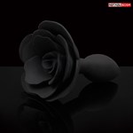 Черная гладкая анальная втулка-роза - фото 1369110