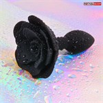 Черная гладкая анальная втулка-роза - фото 1369112