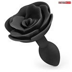 Черная гладкая анальная втулка-роза - фото 1369108