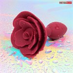 Красная гладкая анальная втулка-роза - фото 1410650