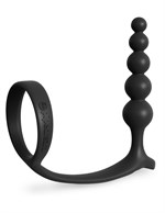 Черная анальная цепочка с эрекционным кольцом Ass-gasm Cockring Anal Beads - фото 1326206