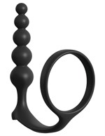 Черная анальная цепочка с эрекционным кольцом Ass-gasm Cockring Anal Beads - фото 1326205
