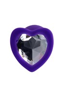 Фиолетовая анальная втулка с прозрачным стразом-сердечком - 7 см. - фото 1326871