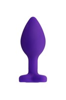 Фиолетовая анальная втулка с прозрачным стразом-сердечком - 7 см. - фото 1326872
