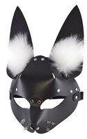 Черная маска  Зайка  с меховыми ушками - фото 1327003