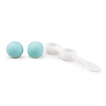 Бело-голубые вагинальные шарики Jiggle Balls - фото 1369395