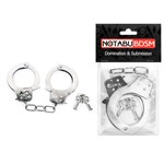 Серебристые металлические наручники на сцепке с ключиками - фото 1423627