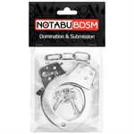 Серебристые металлические наручники на сцепке с ключиками - фото 1423628