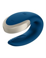 Синий вибратор для пар Double Love с возможностью управления через пульт и приложение - фото 1416665