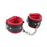 Черно-красные кожаные оковы Super Soft Ankle Cuffs - фото 1421193