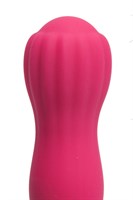 Розовый силиконовый вибратор с бутоном-головкой - 18 см. - фото 1330651