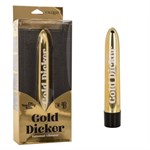 Золотистый классический вибратор Naughty Bits Gold Dicker Personal Vibrator - 19 см. - фото 1330714