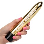 Золотистый классический вибратор Naughty Bits Gold Dicker Personal Vibrator - 19 см. - фото 1330715