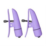Фиолетовые зажимы-прищепки с вибрацией Nipplettes - фото 1348931