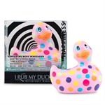 Розовый вибратор-уточка I Rub My Duckie 2.0 Happiness в разноцветный горох - фото 1412644