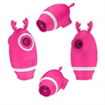 Розовый клиторальный вибромассажер с рожками - фото 1331305