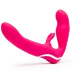 Ярко-розовый безремневой страпон Rechargeable Vibrating Strapless Strap-On - фото 1369600
