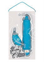 Голубой вибратор FUNKY BUNNY с клиторальным стимулятором - 18,5 см. - фото 242093