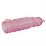 Закрытая розовая насадка на пенис с пупырышками - 10 см. - фото 42569
