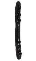 Двойной чёрный фаллоимитатор BASIX - 38,5 см. - фото 189423