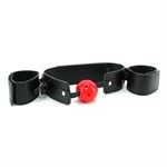Кляп-наручники с красным шариком Breathable Ball Gag Restraint - фото 1333860