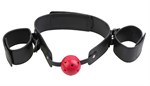 Кляп-наручники с красным шариком Breathable Ball Gag Restraint - фото 9802