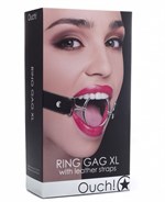 Расширяющий кляп Ring Gag XL с чёрными ремешками - фото 1427758